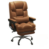 Swivel Reclining Leather Office Chair with Lumbar Support Image - 13