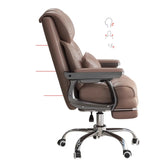 Swivel Reclining Leather Office Chair with Lumbar Support Image - 14