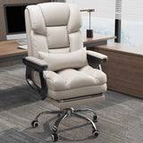 Swivel Reclining Leather Office Chair with Lumbar Support Image - 17