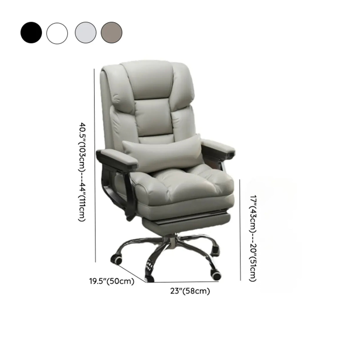 Swivel Reclining Leather Office Chair with Lumbar Support 