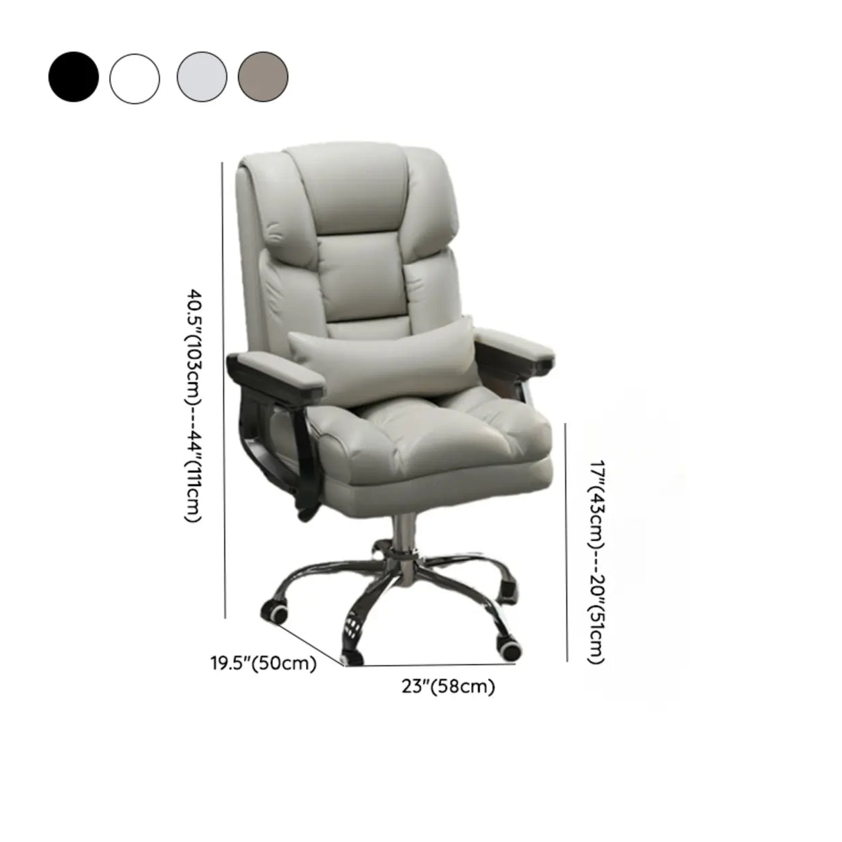 Swivel Reclining Leather Office Chair with Lumbar Support Image - 19