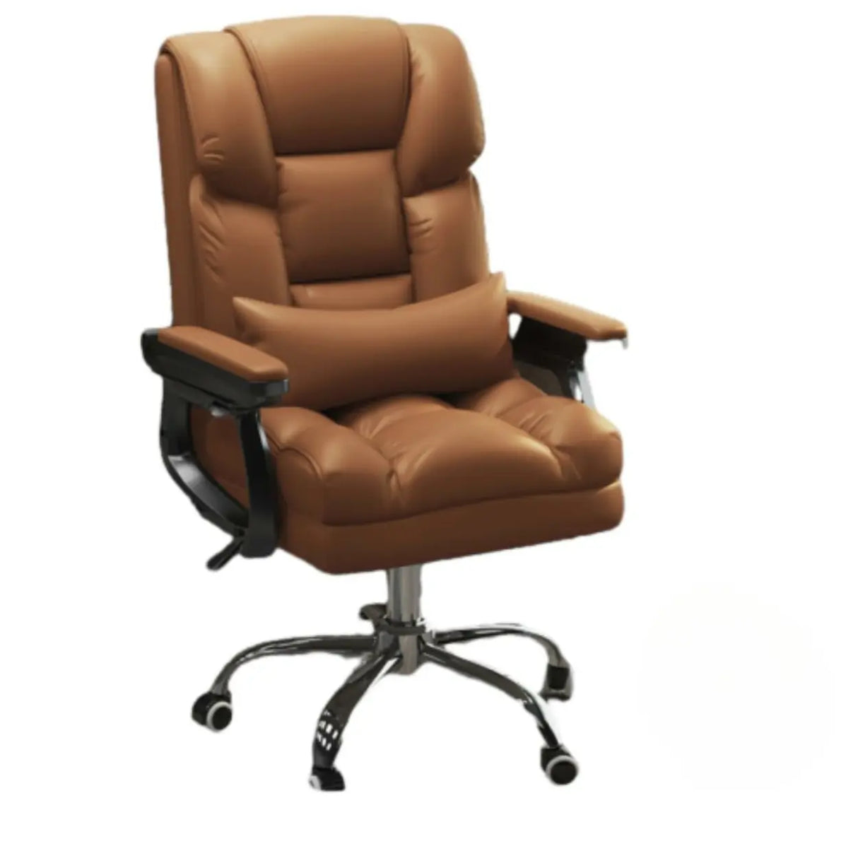 Swivel Reclining Leather Office Chair with Lumbar Support Image - 6