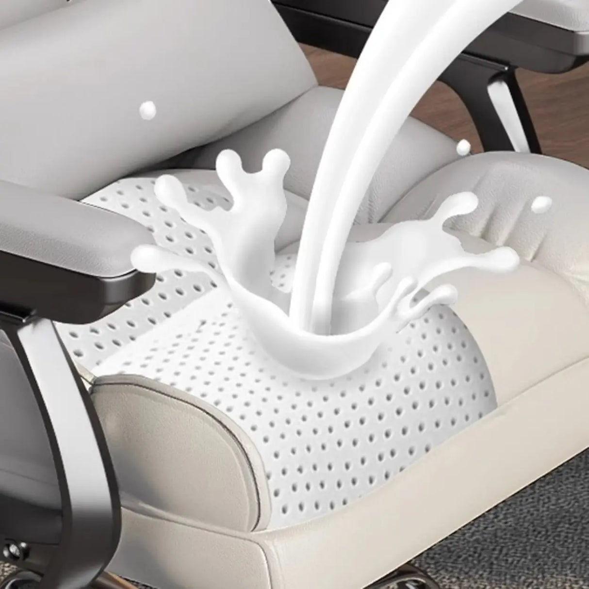 Swivel Reclining Leather Office Chair with Lumbar Support Image - 8