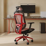 Swivel Red Adjustable Wheels Ergonomic Mesh Office Chair Image - 1
