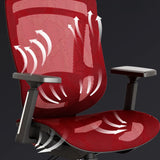 Swivel Red Adjustable Wheels Ergonomic Mesh Office Chair Image - 12