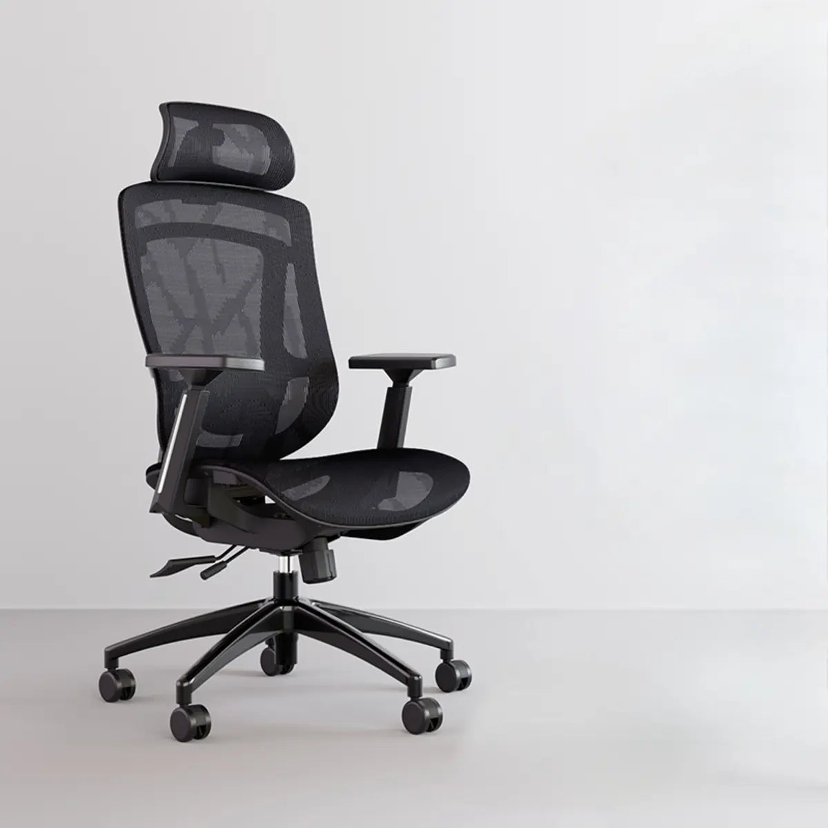 Swivel Red Adjustable Wheels Ergonomic Mesh Office Chair Image - 5