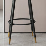 Swivel Round Upholstered Iron Bar Stool with Footrest Image - 12