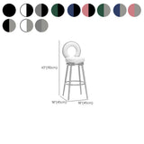 Swivel Round Upholstered Iron Bar Stool with Footrest #size