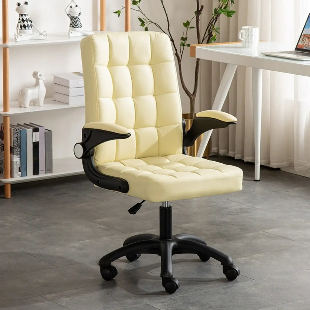 Swivel Tufted Upholstered Task Nylon Casters Office Chair Image - 12