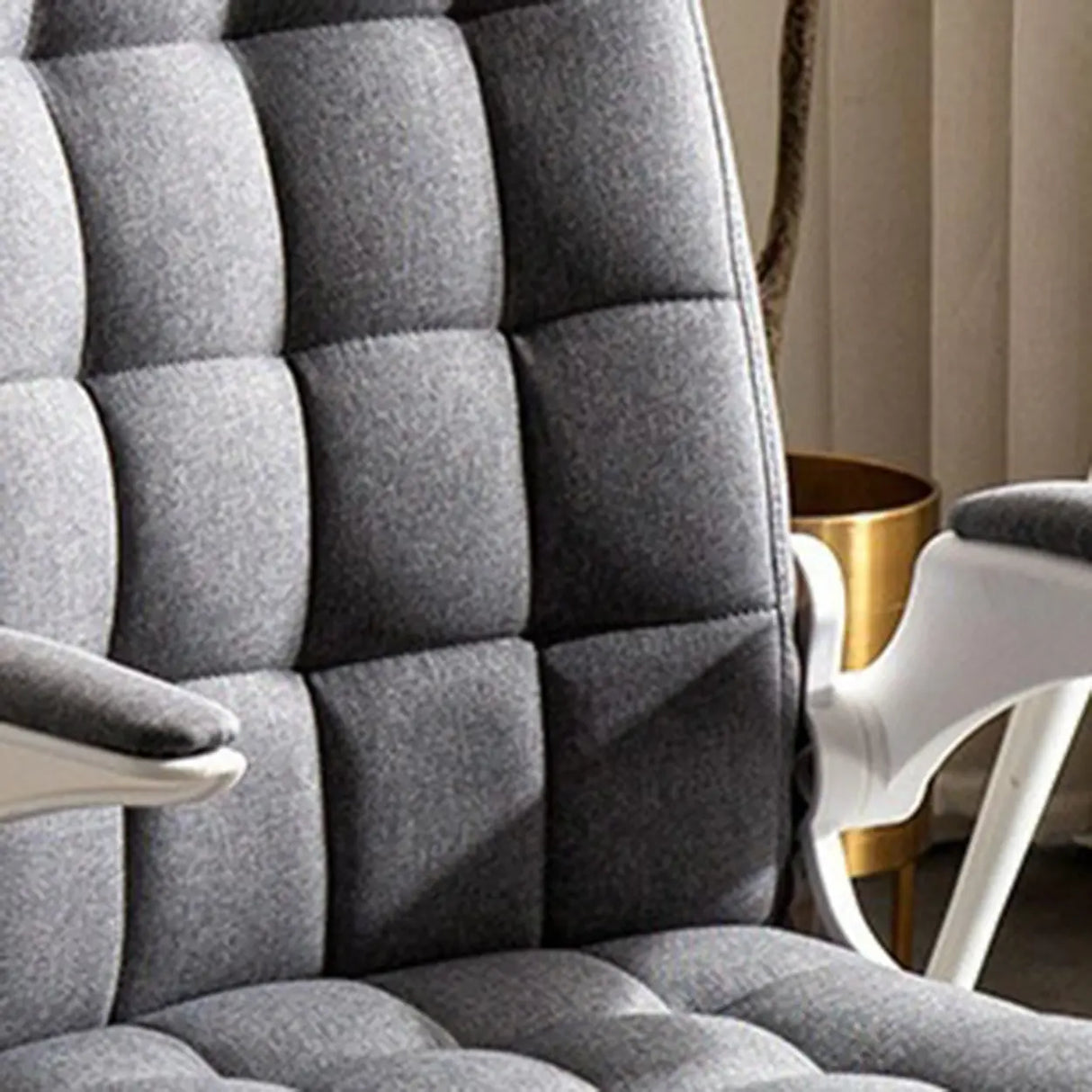 Swivel Tufted Upholstered Task Nylon Casters Office Chair Image - 13