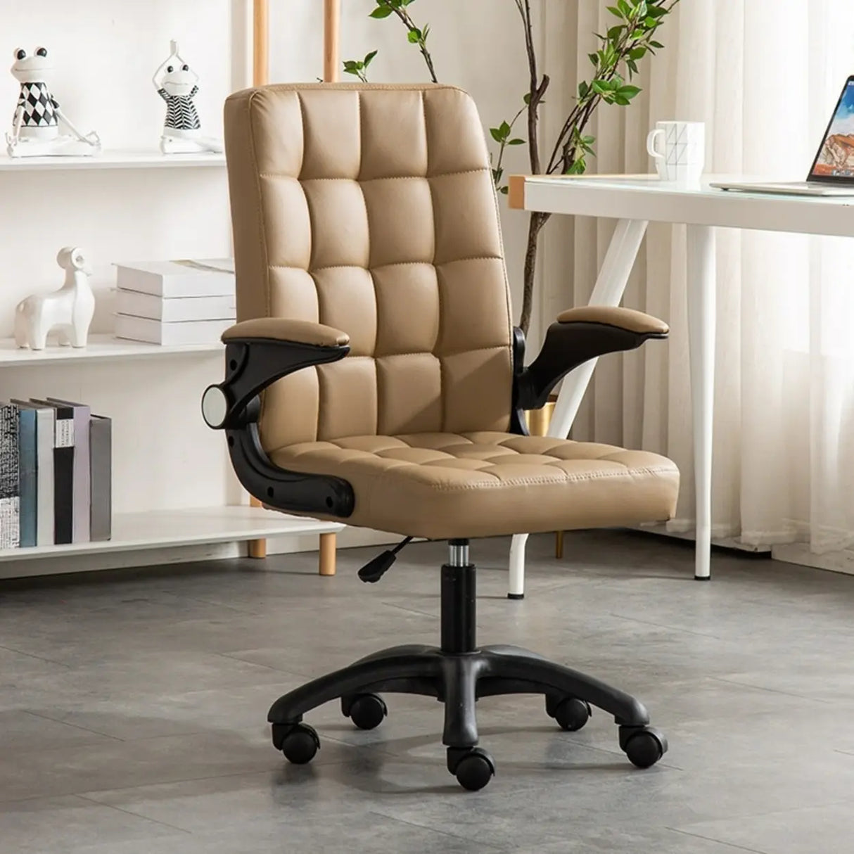 Swivel Tufted Upholstered Task Nylon Casters Office Chair Image - 14