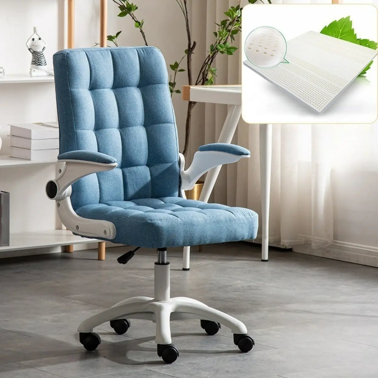 Swivel Tufted Upholstered Task Nylon Casters Office Chair Image - 19