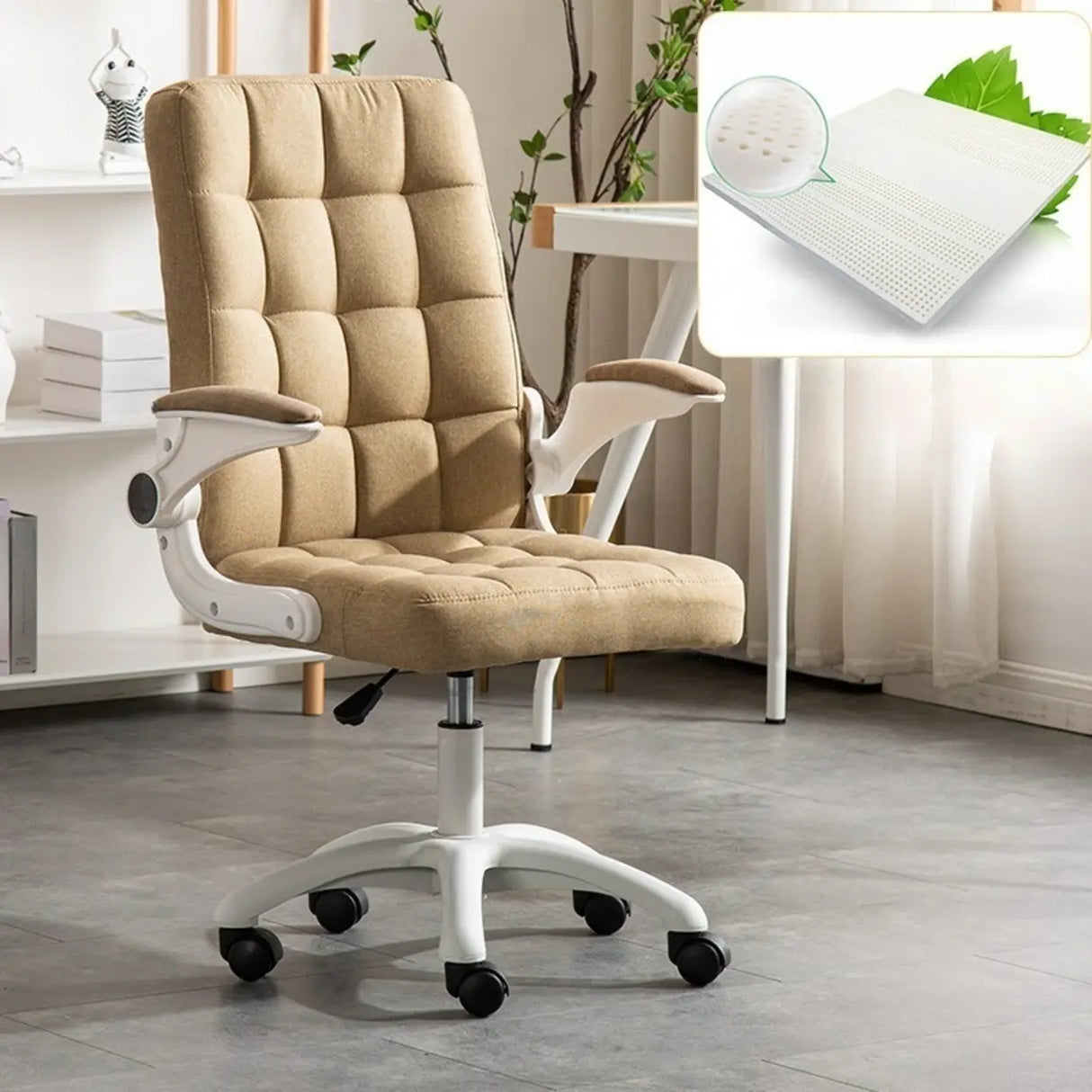 Swivel Tufted Upholstered Task Nylon Casters Office Chair Image - 20