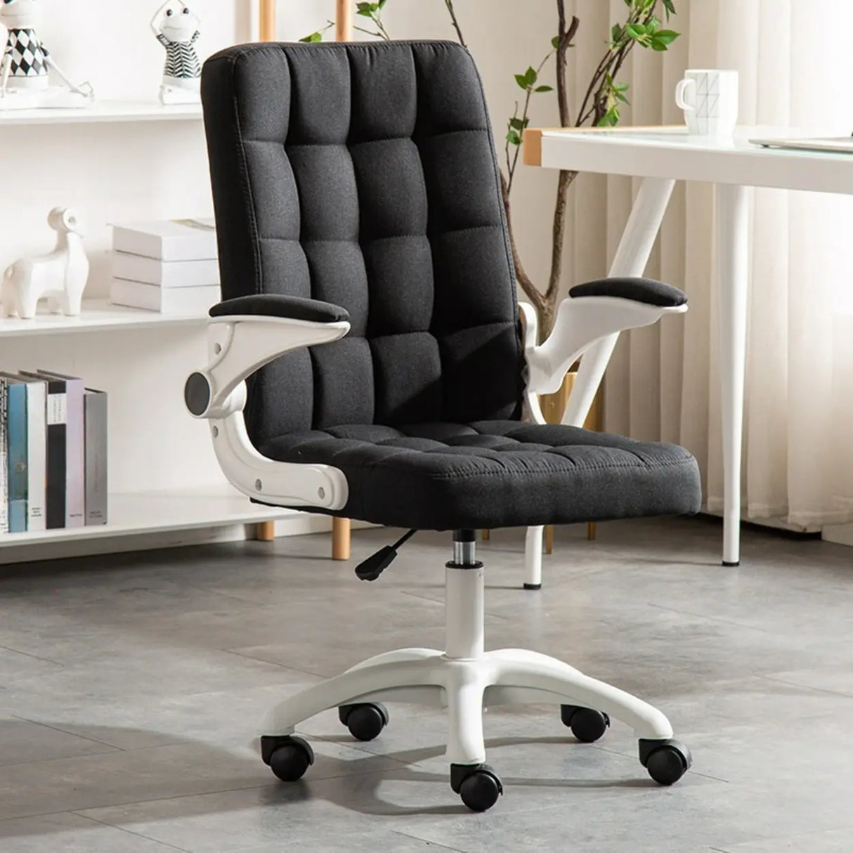Swivel Tufted Upholstered Task Nylon Casters Office Chair Image - 22