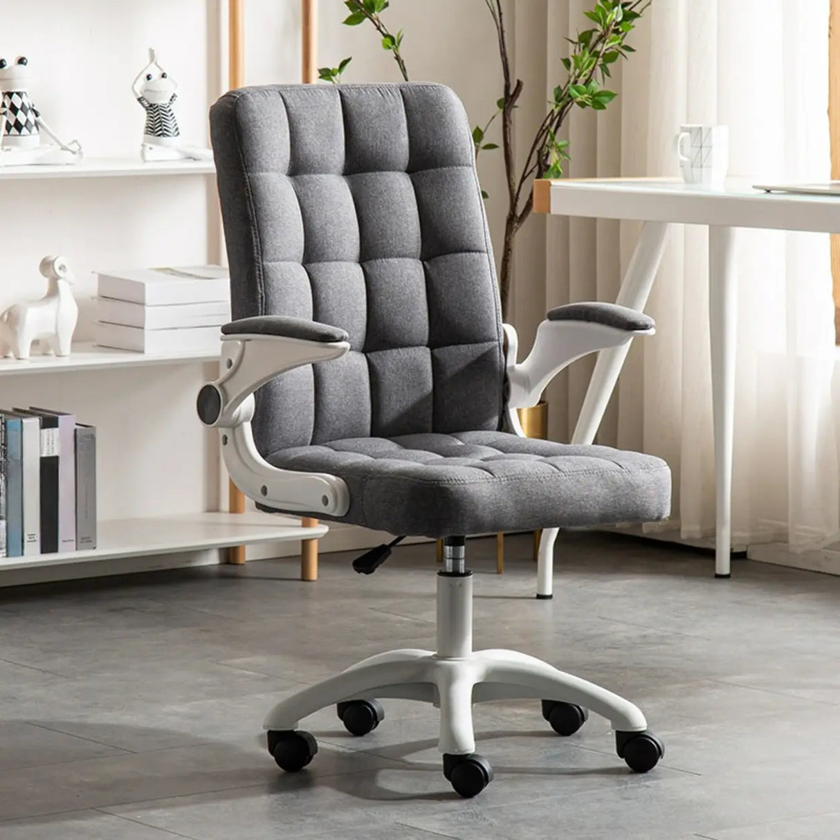 Swivel Tufted Upholstered Task Nylon Casters Office Chair Image - 23