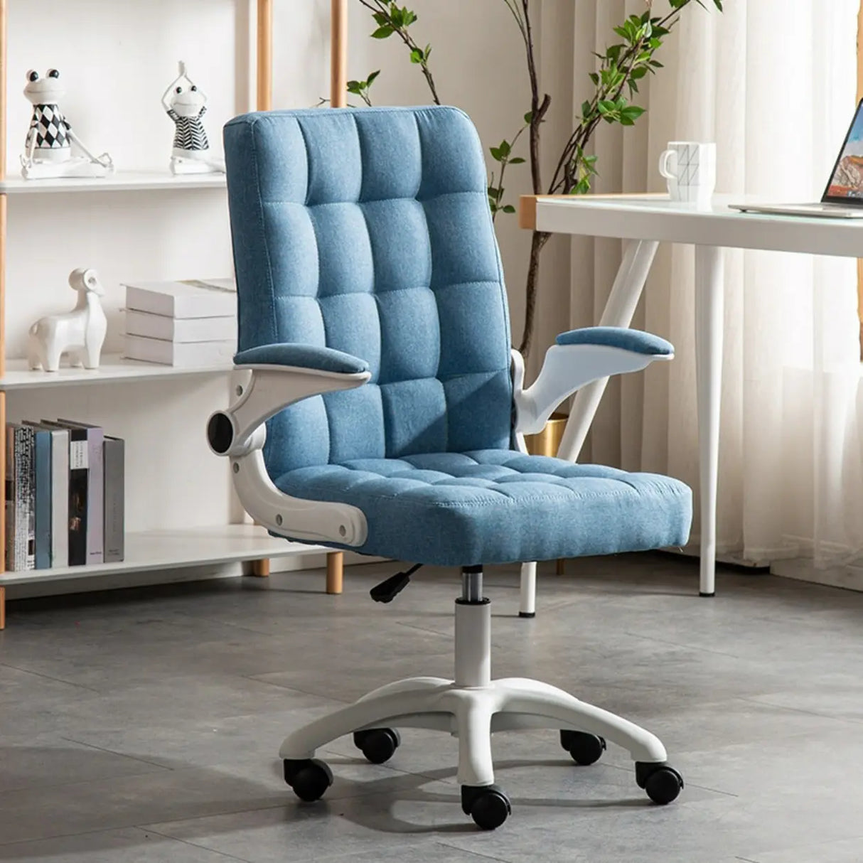 Swivel Tufted Upholstered Task Nylon Casters Office Chair Image - 24