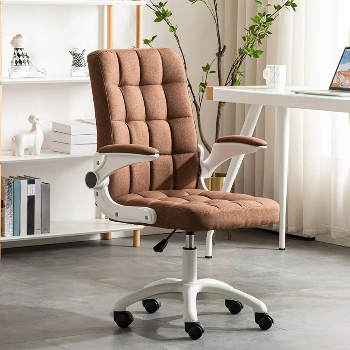 Swivel Tufted Upholstered Task Nylon Casters Office Chair Image - 25