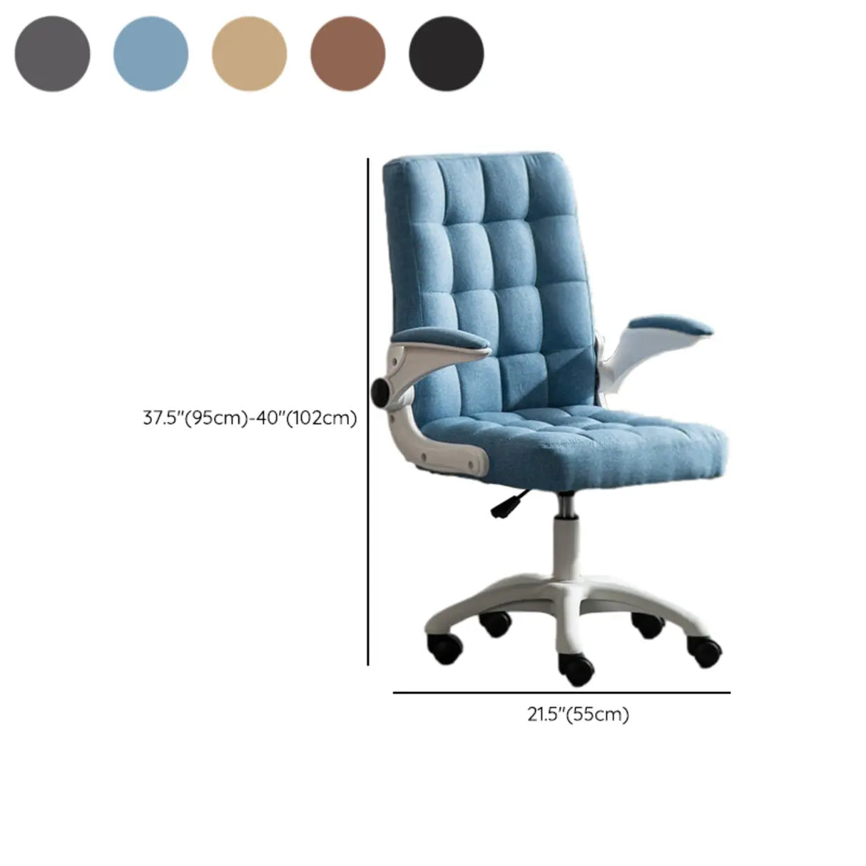 Swivel Tufted Upholstered Task Nylon Casters Office Chair Image - 27