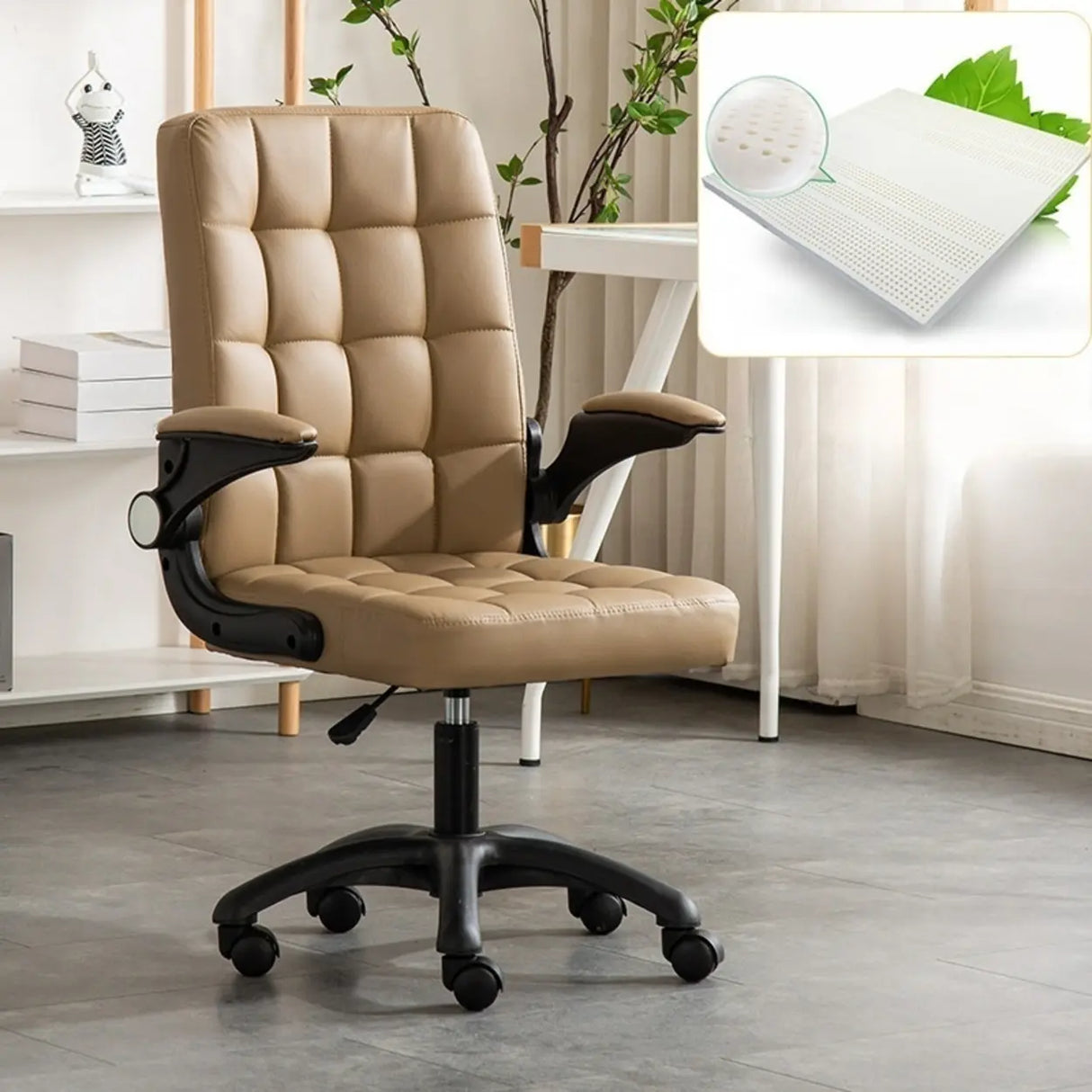 Swivel Tufted Upholstered Task Nylon Casters Office Chair Image - 6