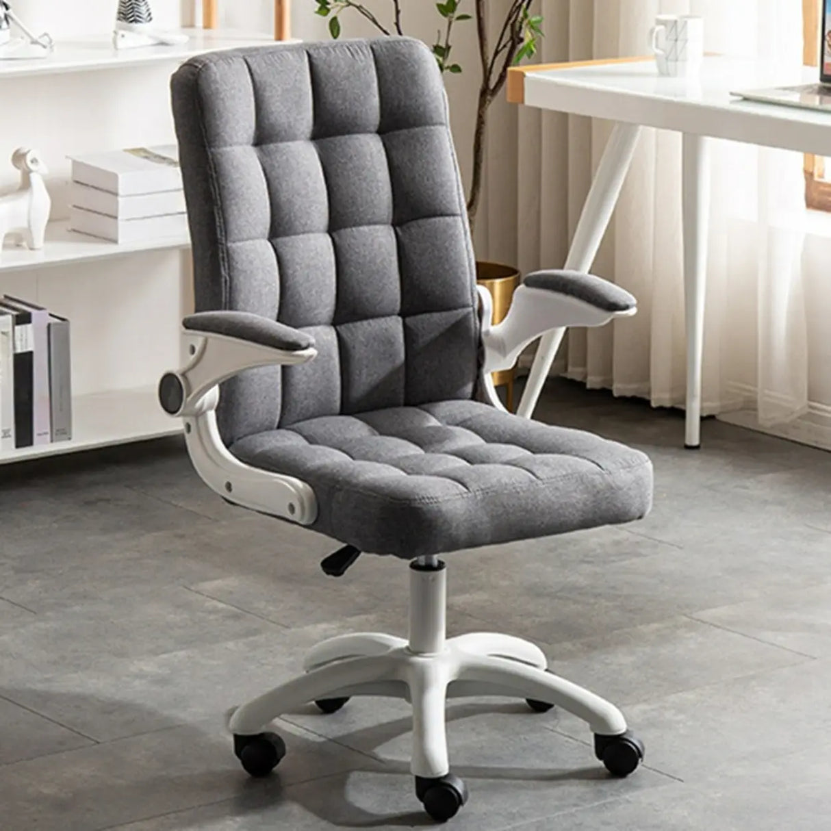 Swivel Tufted Upholstered Task Nylon Casters Office Chair Image - 8