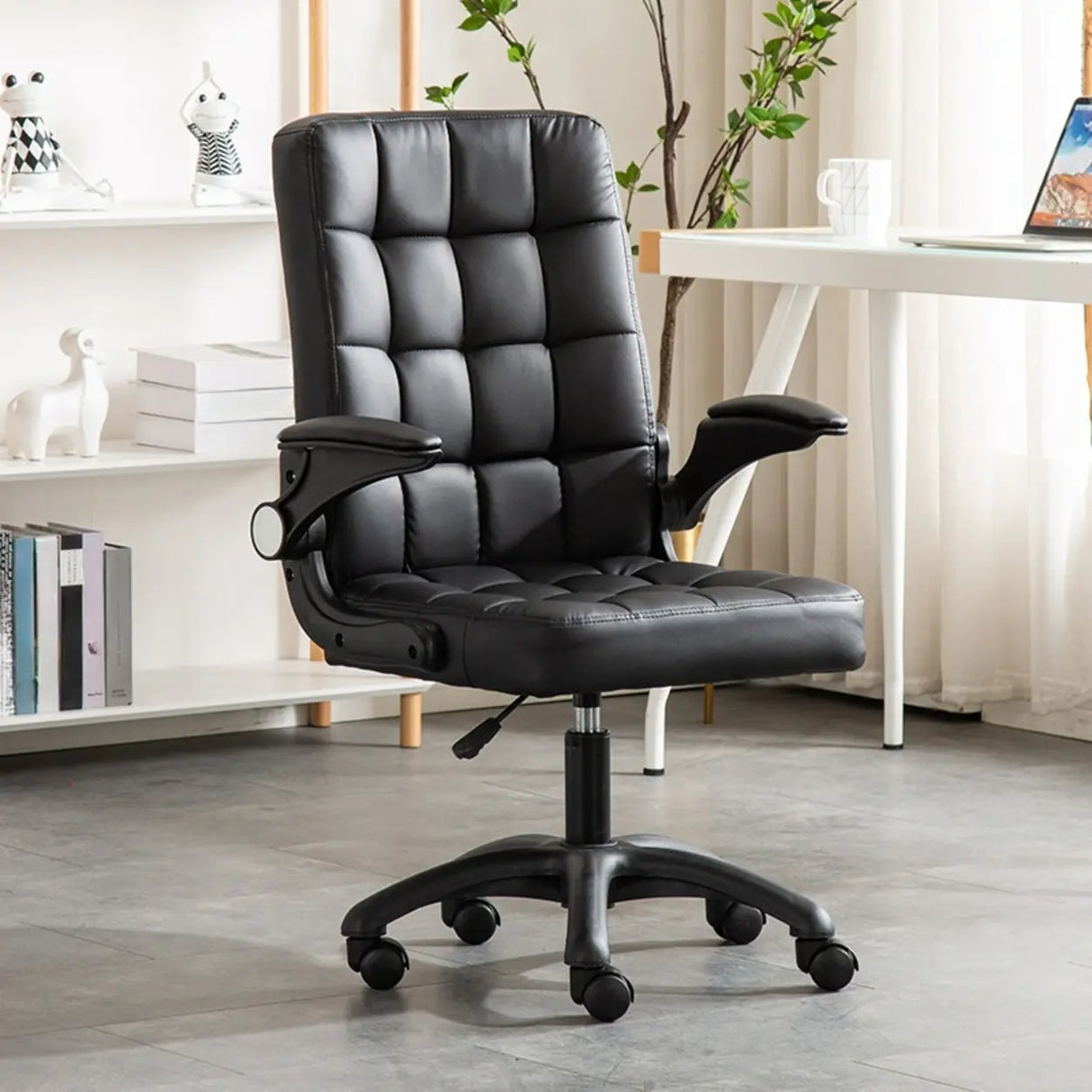 Swivel Tufted Upholstered Task Nylon Casters Office Chair Image - 9