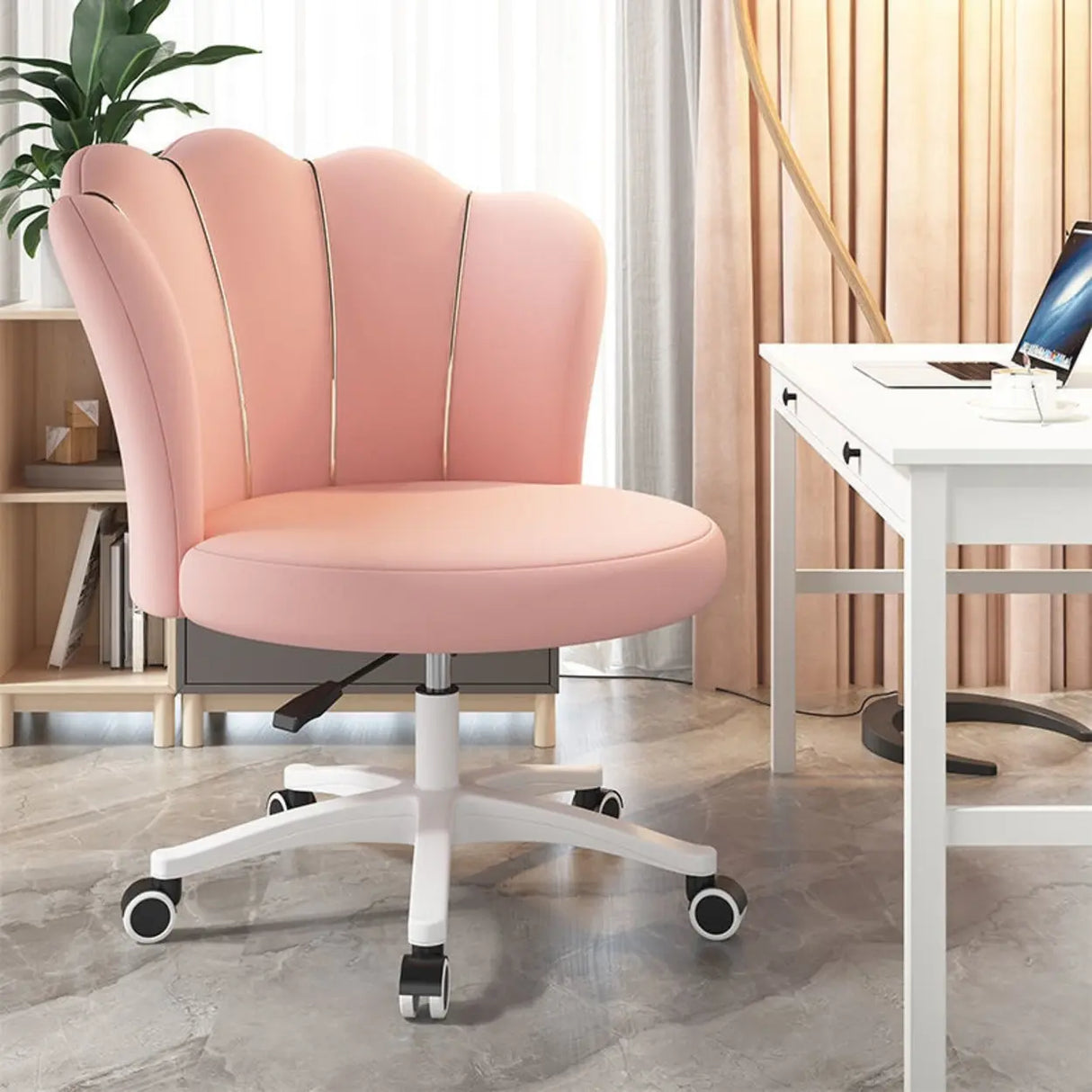Swivel Upholstered Adjustable Seat Height Office Chair Image - 4