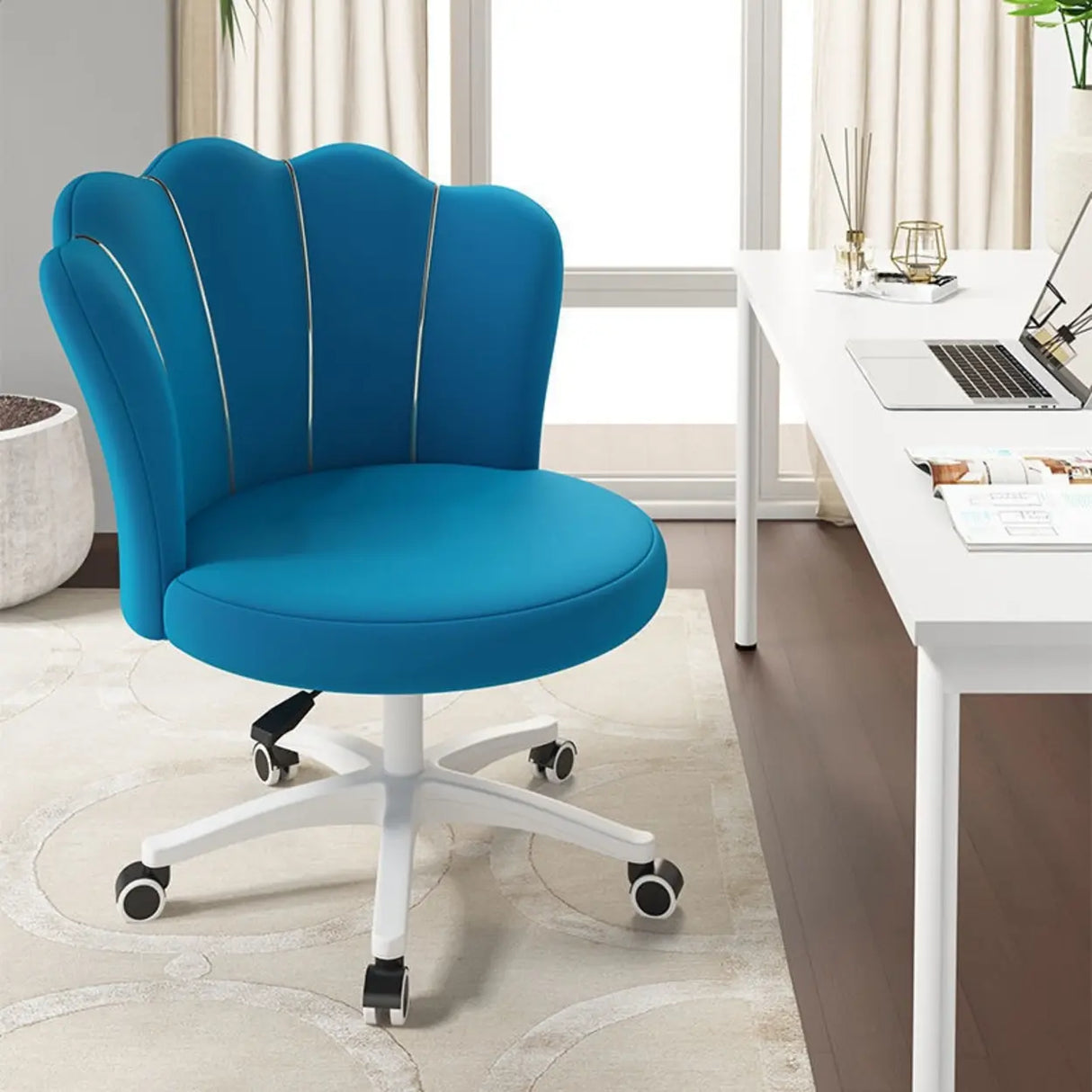Swivel Upholstered Adjustable Seat Height Office Chair Image - 5