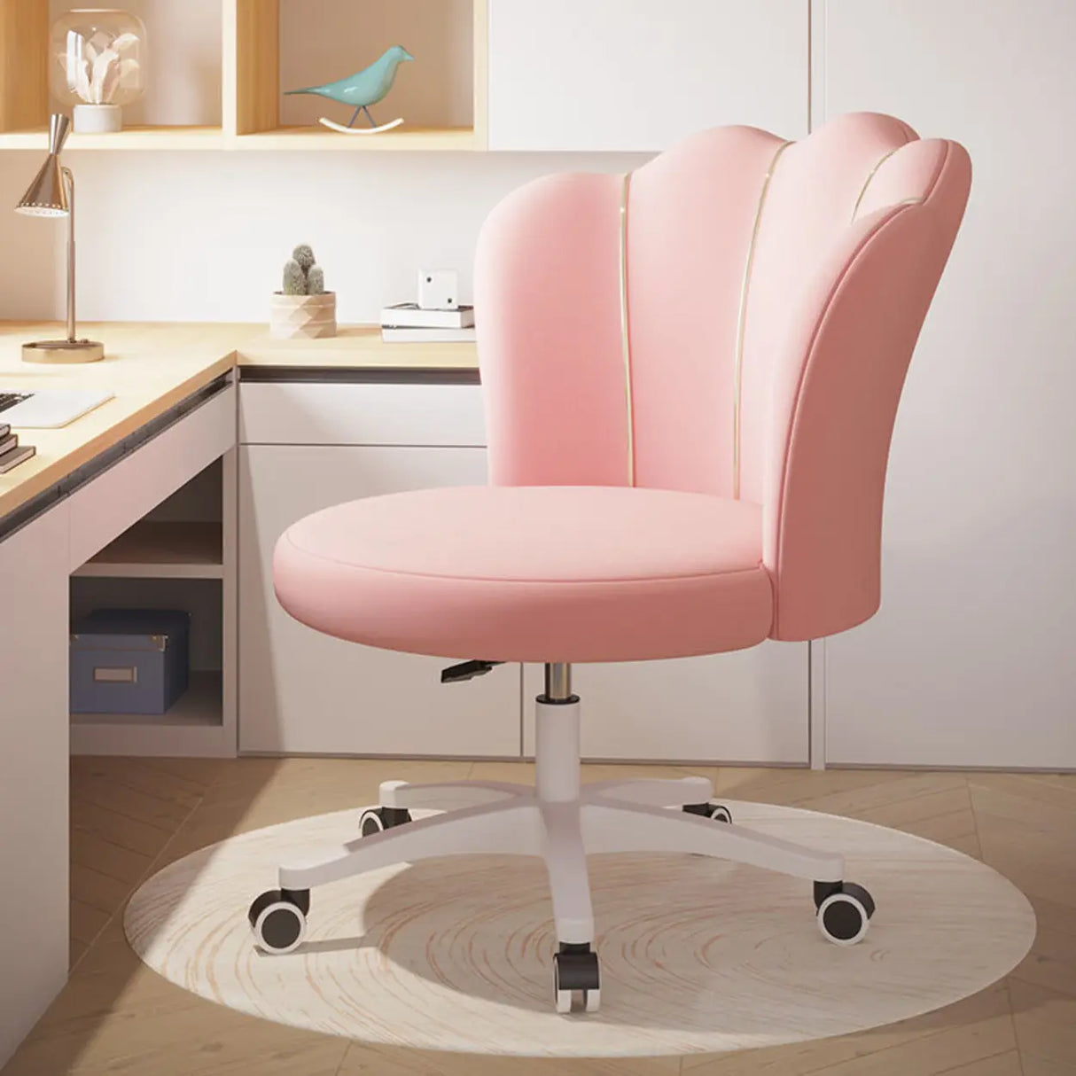 Swivel Upholstered Adjustable Seat Height Office Chair Image - 6