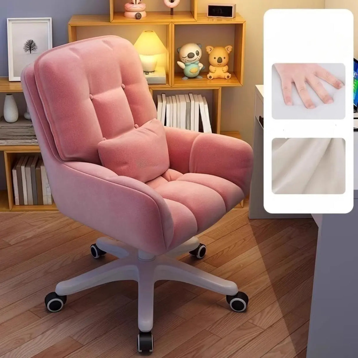 Swivel Upholstered Fabric Adjustable Task Office Chair Image - 12