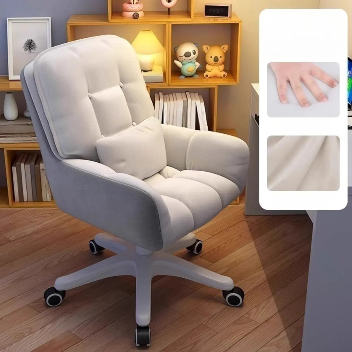 Swivel Upholstered Fabric Adjustable Task Office Chair Image - 3