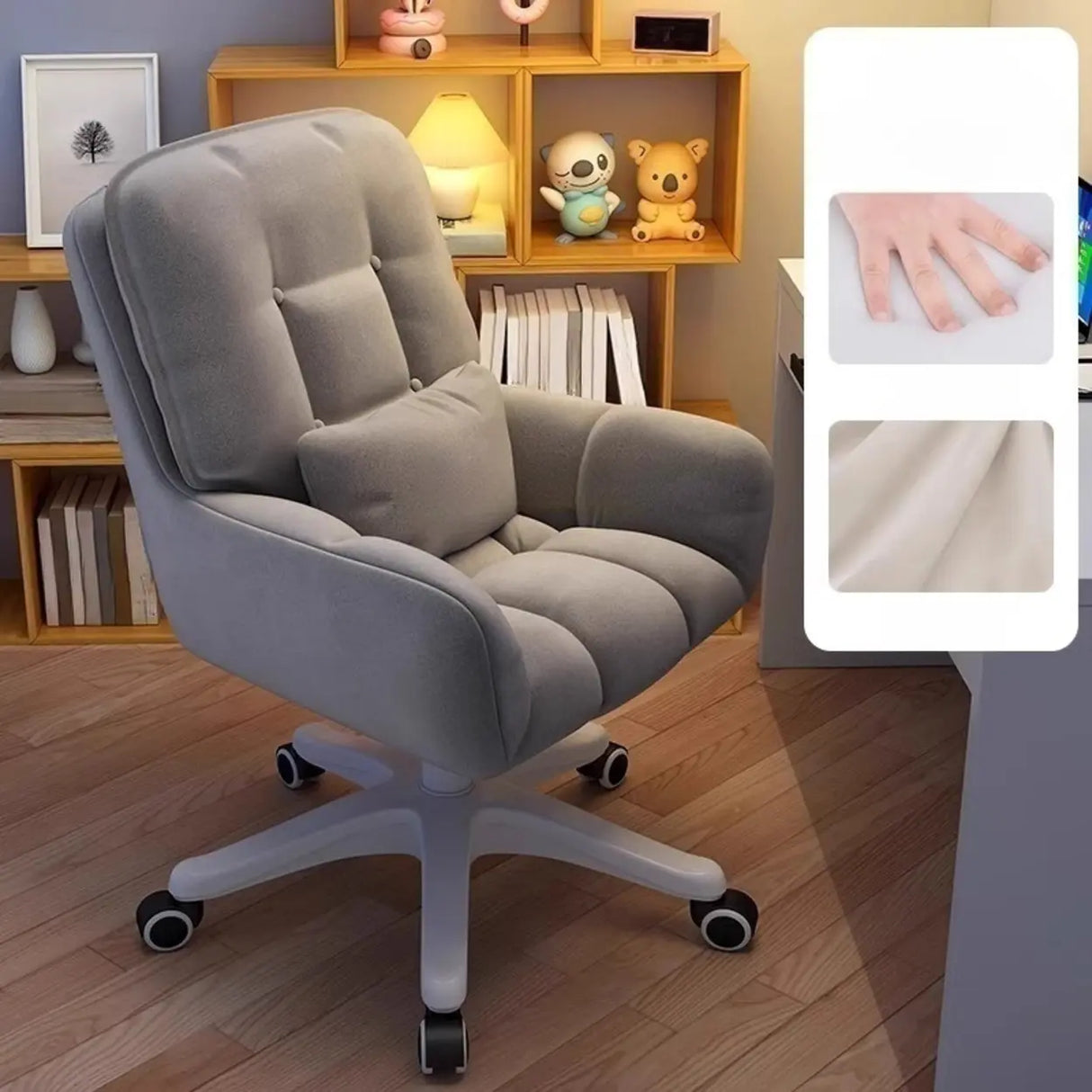 Swivel Upholstered Fabric Adjustable Task Office Chair Image - 15
