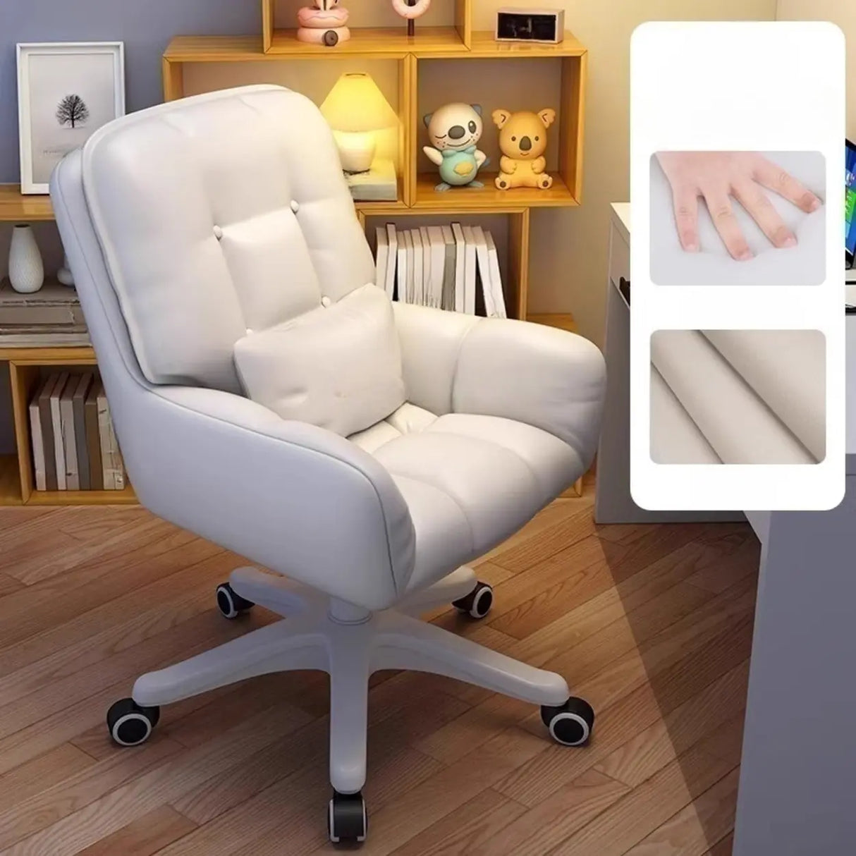 Swivel Upholstered Fabric Adjustable Task Office Chair Image - 5