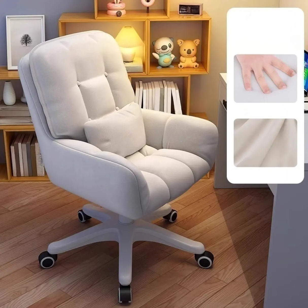 Swivel Upholstered Fabric Adjustable Task Office Chair Image - 7