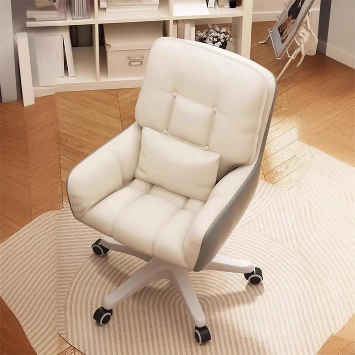 Swivel Upholstered Fabric Adjustable Task Office Chair Image - 8