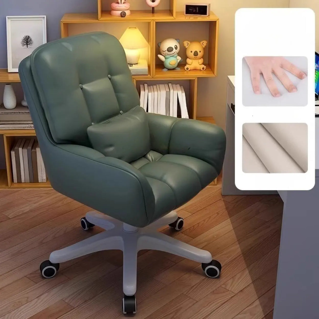 Swivel Upholstered Fabric Adjustable Task Office Chair Image - 9