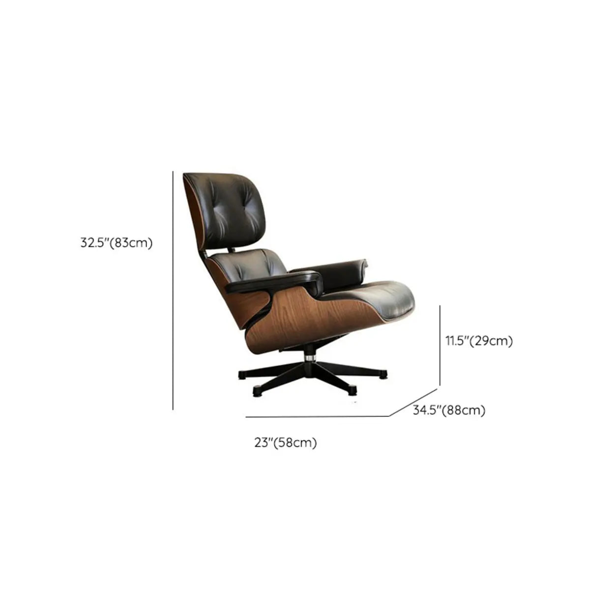 Swivel Water Resistant Leather Star Base Lounge Chair Image - 16