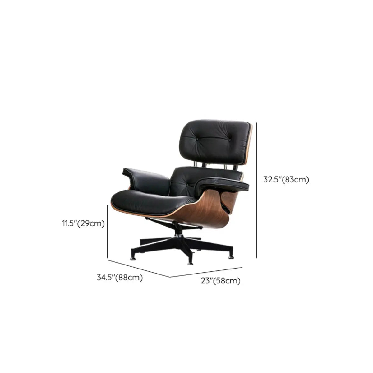 Swivel Water Resistant Leather Star Base Lounge Chair Image - 18