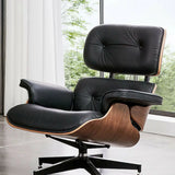 Swivel Water Resistant Leather Star Base Lounge Chair Image - 2