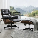 Swivel Water Resistant Leather Star Base Lounge Chair Image - 3