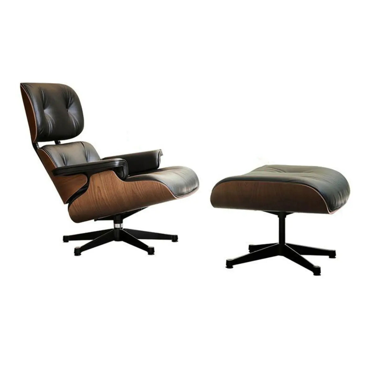 Swivel Water Resistant Leather Star Base Lounge Chair Image - 7