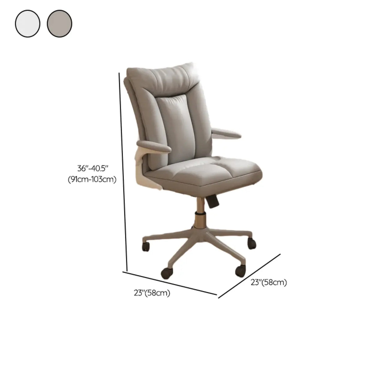 Swivel White Adjustable Ergonomic Leather Office Chair Image - 12