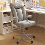 Swivel White Adjustable Ergonomic Leather Office Chair Image - 10
