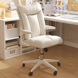 Swivel White Adjustable Ergonomic Leather Office Chair Image - 4