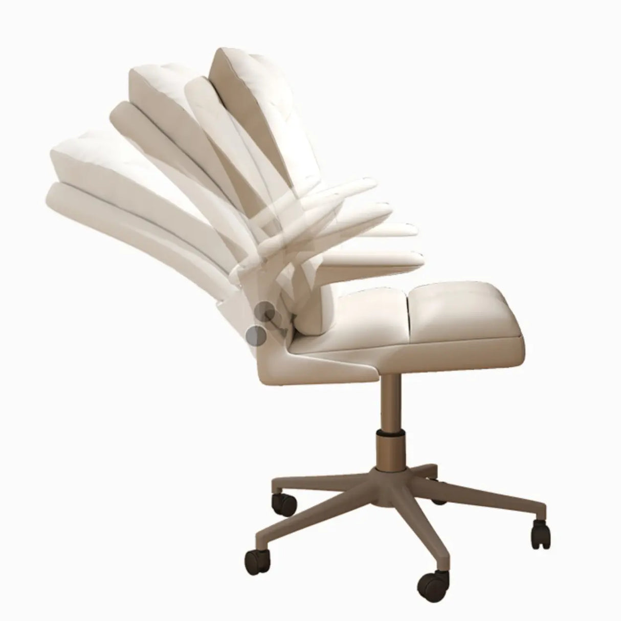 Swivel White Adjustable Ergonomic Leather Office Chair Image - 5