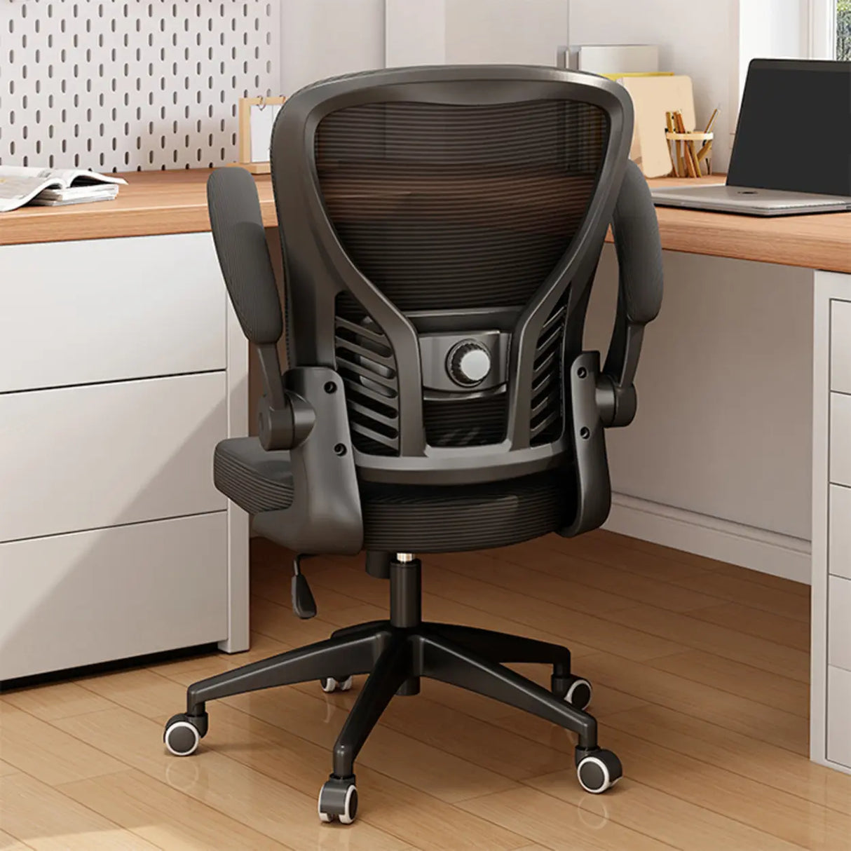 Swivel White Adjustable Home Ergonomic Mesh Office Chair Image - 11