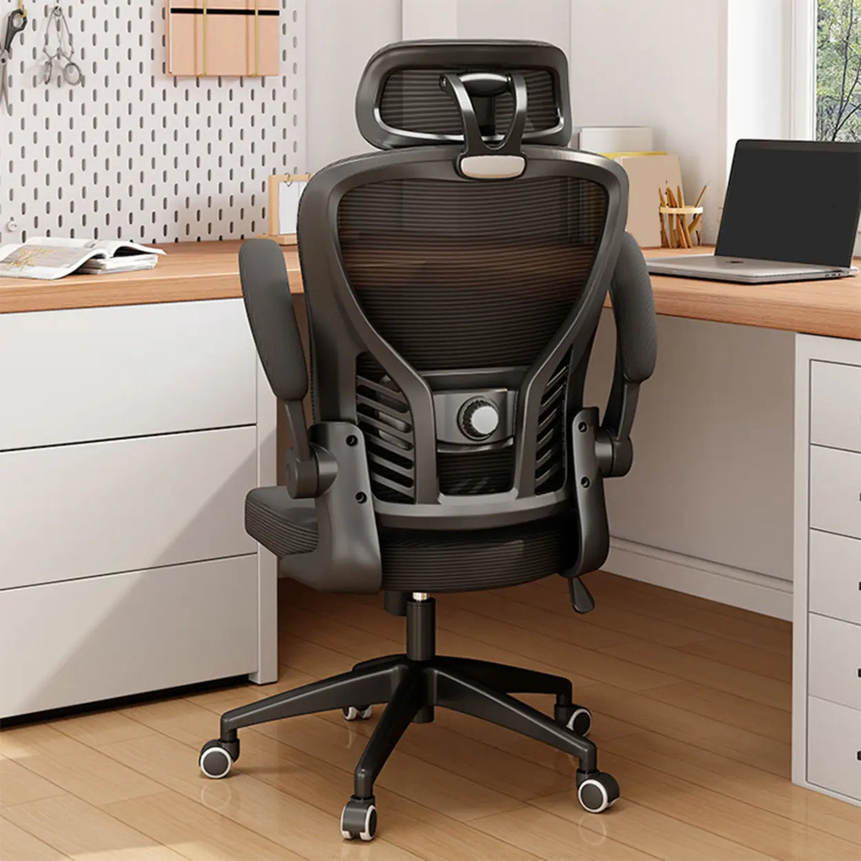 Swivel White Adjustable Home Ergonomic Mesh Office Chair Image - 2