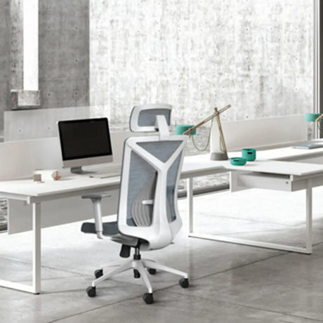 Swivel White Metal Frame Ergonomic Mesh Office Chair Image - 1