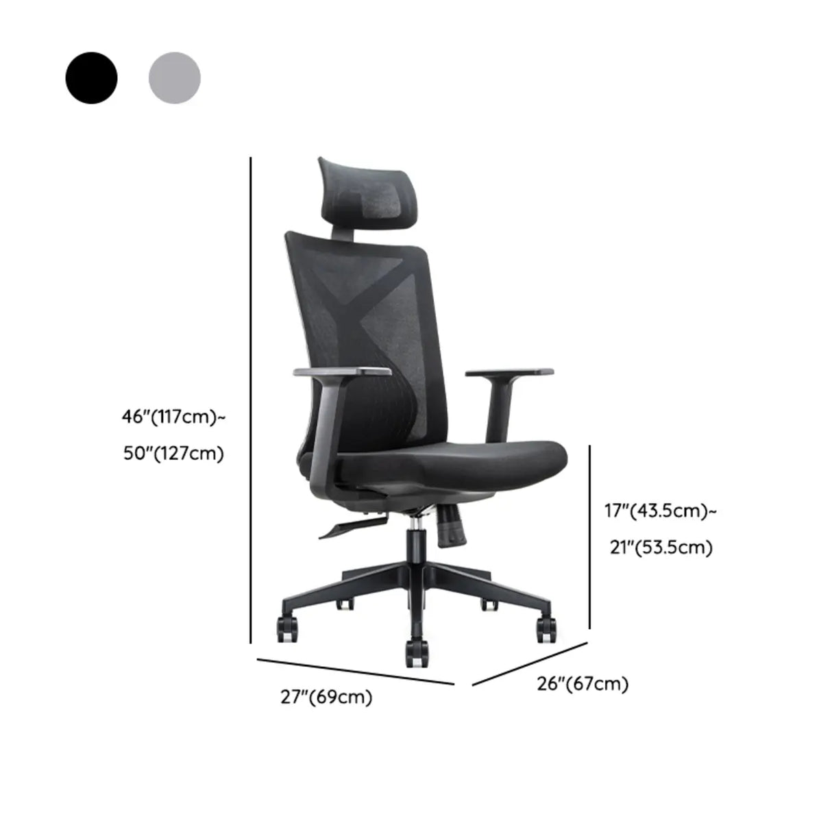Swivel White Metal Frame Ergonomic Mesh Office Chair 
