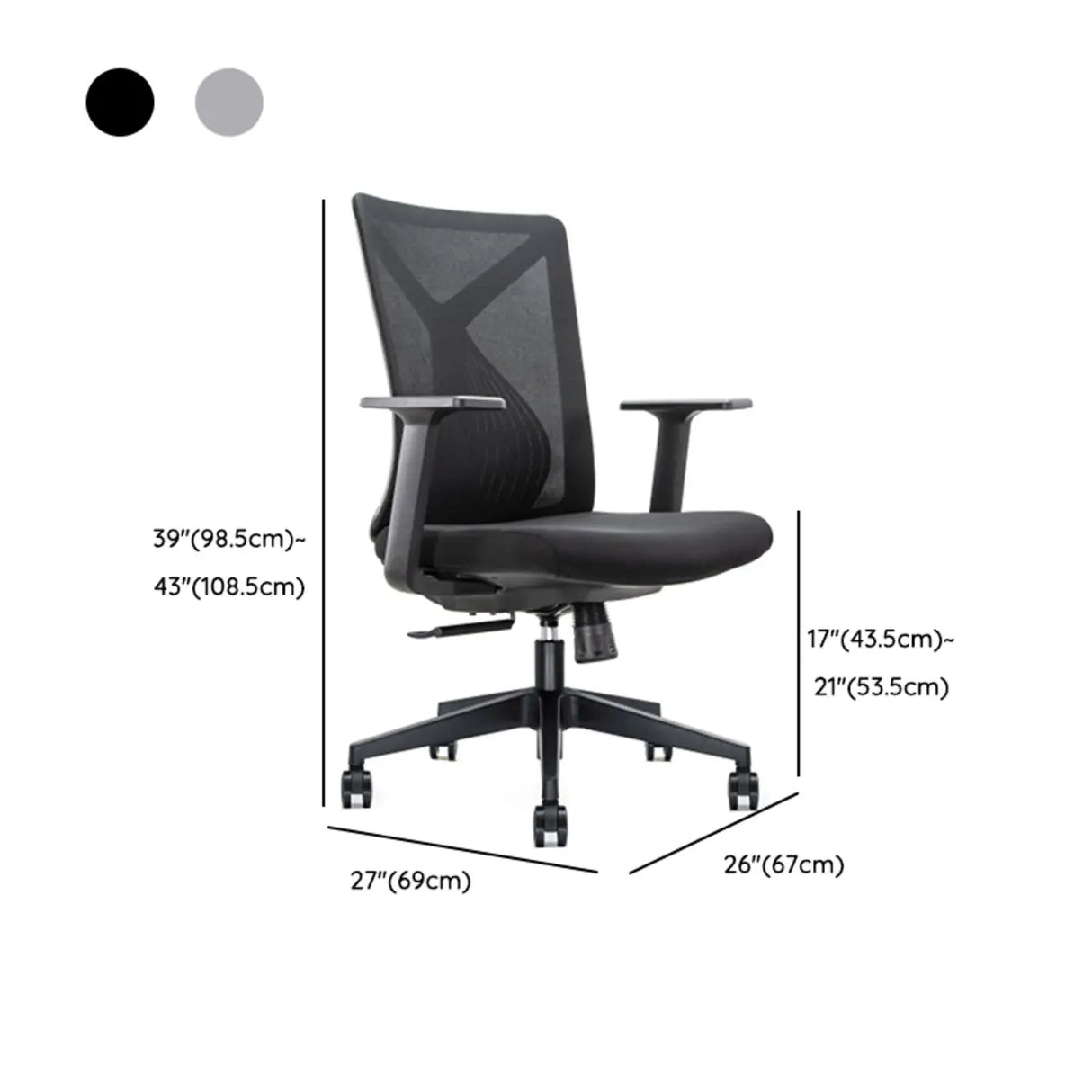 Swivel White Metal Frame Ergonomic Mesh Office Chair Image - 12