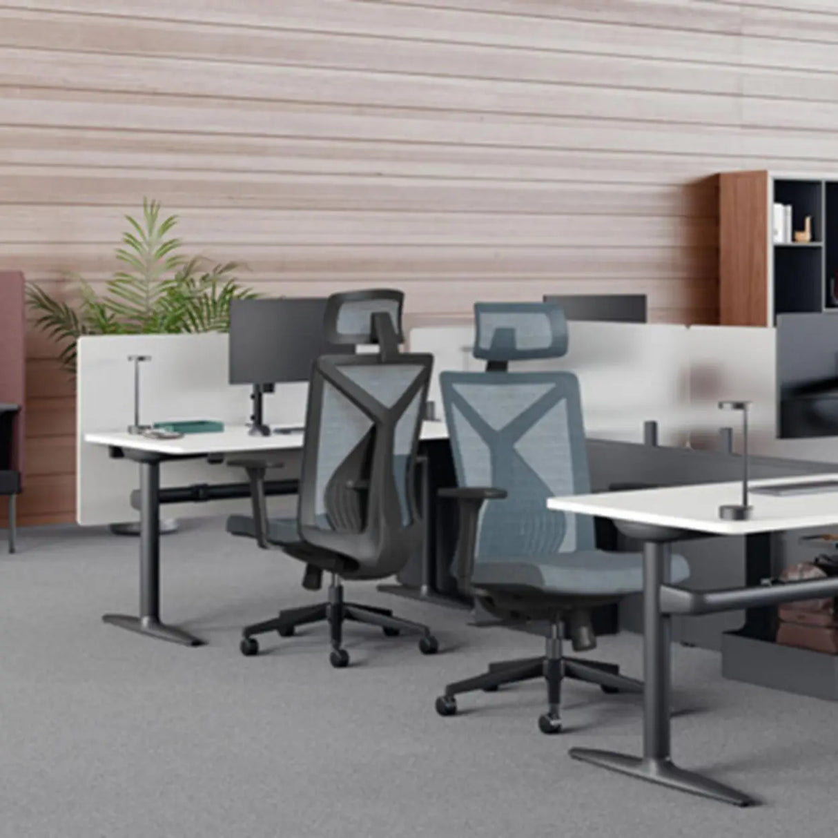 Swivel White Metal Frame Ergonomic Mesh Office Chair Image - 4
